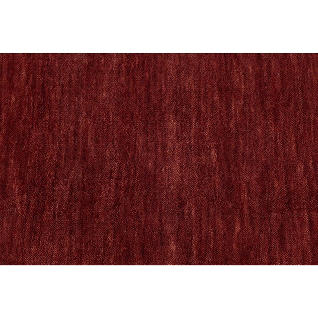 Apadana's Modern Gabbeh Hand-Loom Wool Area Rug in Red Burgundy For Sale - Image 4 of 7