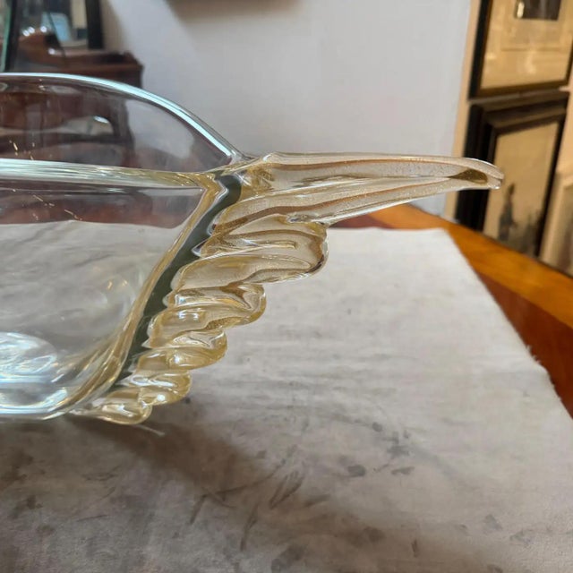 1990s Modern Christian Dior Clear and Gold Murano Glass Big Wing Centerpiece For Sale - Image 17 of 17