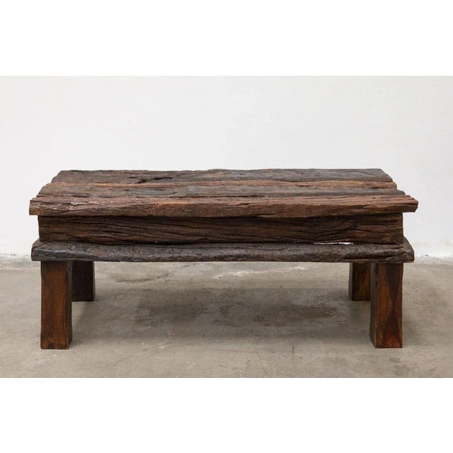 Handcrafted Coffee Table in Oak and Teak For Sale - Image 11 of 11