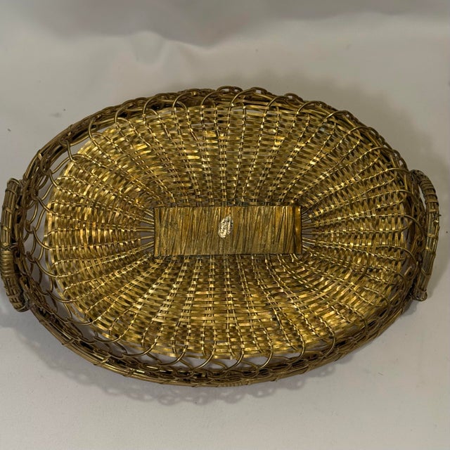 Metal Vintage Castilian Imports Woven Brass Tabletop Baskets - Set of 2 For Sale - Image 7 of 11