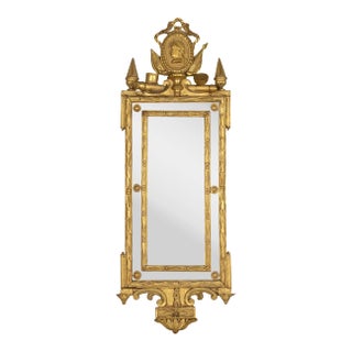 Early 19th Century Italian Neoclassical Giltwood Mercury Plate Mirror For Sale