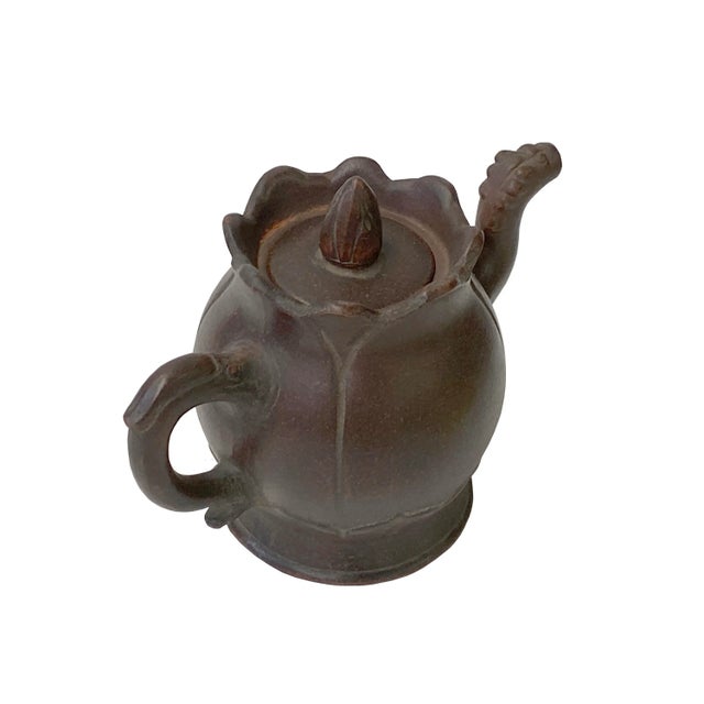 Chinese Brown Yixing Zisha Clay Teapot W Dragon Head Accent For Sale - Image 4 of 7