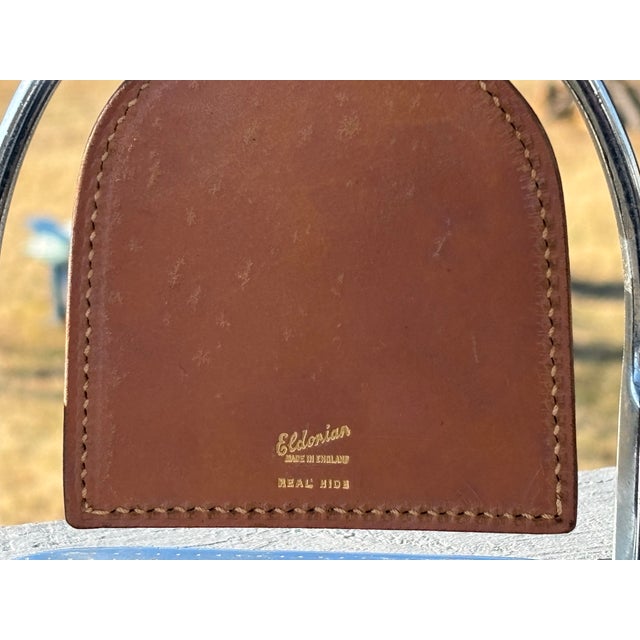 Early 20th C. Stirrup / Equestrian Desk Calendar. Bridle leather and nickel / chrome white metal finish, with molded month...