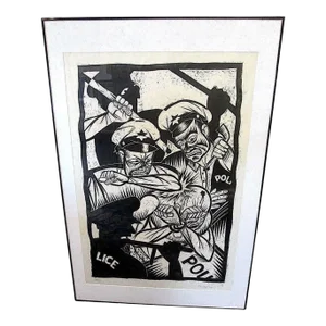Vintage Dbl. Elephant Folio Signed Thom Shaw Artist Proof Ltd. Edition Woodblock Print "The Malcolm X Paradox"-Exhibited Huntington Museum of Art