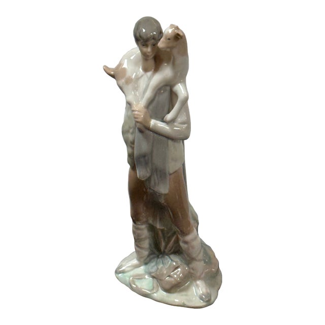 Fulgencio García for Lladró Shepherd Boy With Goat Porcelain Figurine, Signed For Sale