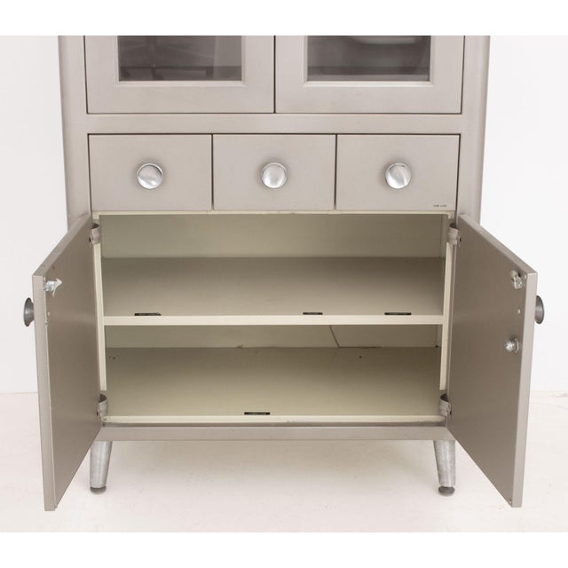 Late 20th Century Art Deco Style Gray Patinated Metal Display Cabinet For Sale - Image 5 of 9