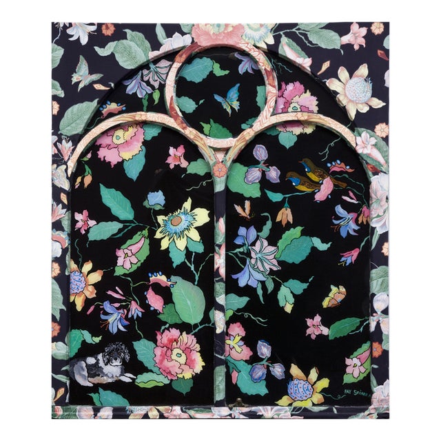 Large Reverse Painting on Glass Church Window For Sale