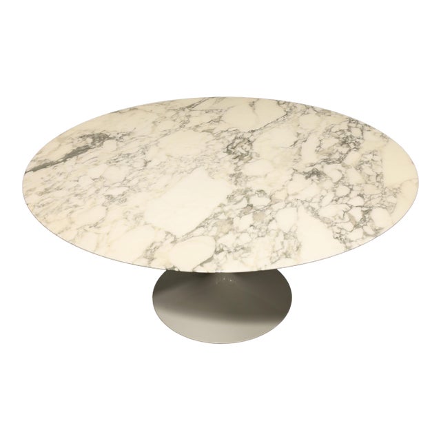 Eero Saarinen for Knoll 60" Tulip Table in Arabescato Marble For Sale