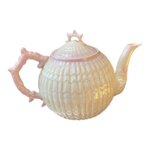 Belleek Limpet Pink Teapot, Fairycore Style, 1965-1980