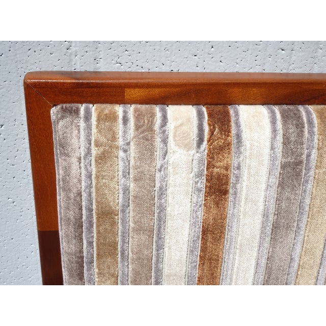 Vintage Mid Century Modern Style Brown Velvet Stripped Queen Headboard For Sale - Image 12 of 15