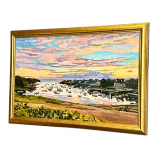 Sunset on Mackerel Cove- Original Painting, Framed For Sale