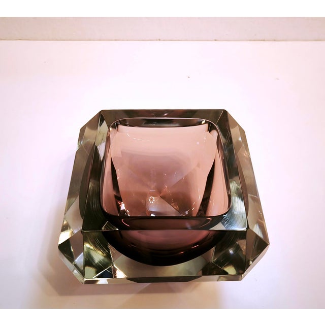 Glass Vintage Murano Sommerso Diamond Bowl attributed to Alessandro Mandruzzato, Italy, 1970s For Sale - Image 7 of 18