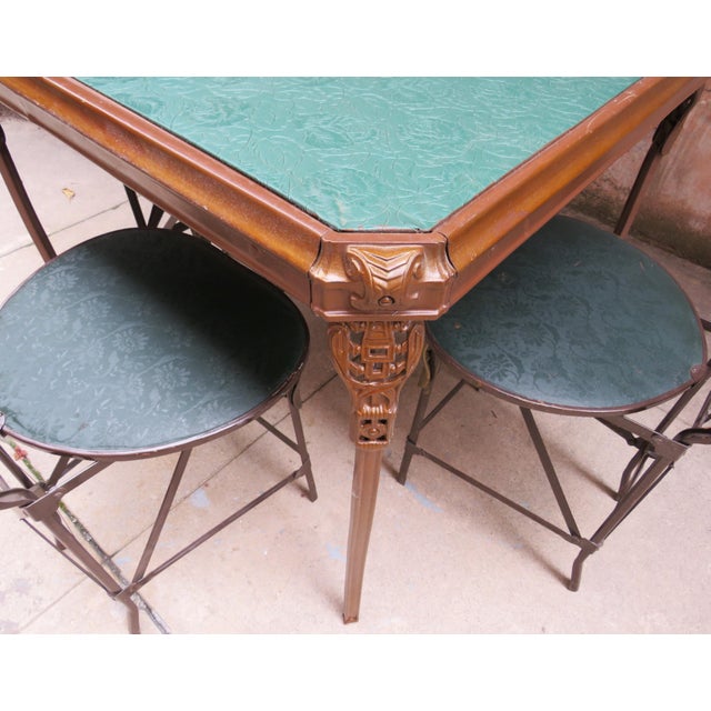 Art Nouveau Art Nouveau Folding Table & Chairs, 5 Pieces For Sale - Image 3 of 12