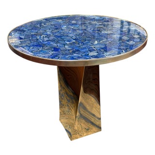 Lapis Lazuli and Bronze Pedestal Table For Sale