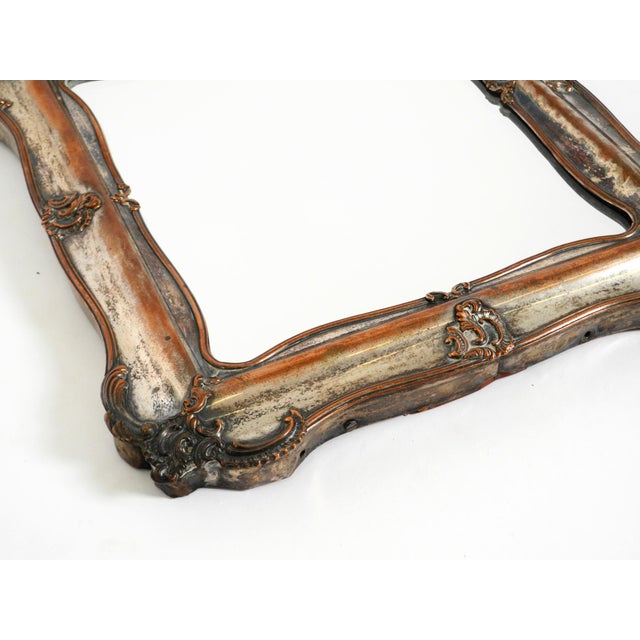 Wooden Table Mirror with Silver-Plated Frame, 1930s For Sale - Image 10 of 18