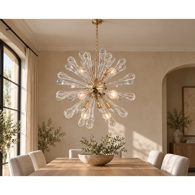 Gold Sputnik Light with 50 Murano Glass Beads and a Golden Frame from Justfurnituress SRL For Sale - Image 8 of 10
