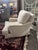 This chair is in the style of a typical English Library Chair. The fabric is a Schumacher Linen in a off white color. The...