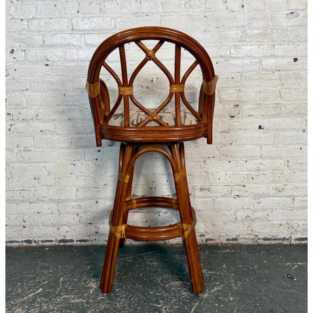 Mid 20th Century Rattan Backed Swivel Bar Stool For Sale - Image 4 of 11
