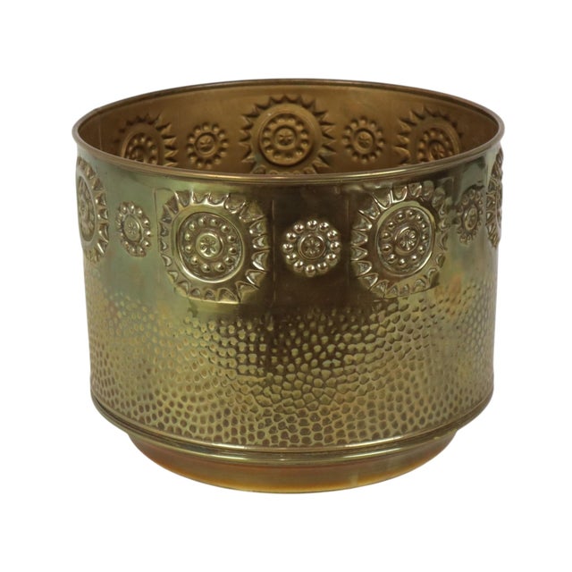 Large Brass Firewood Bin with Repoussé Relief For Sale - Image 3 of 16