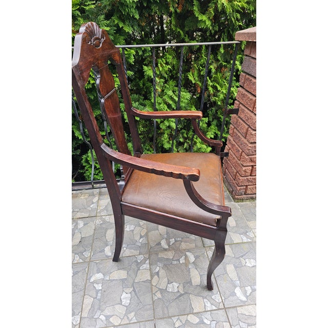 Art Nouveau Wooden Desk Chair For Sale - Image 4 of 11