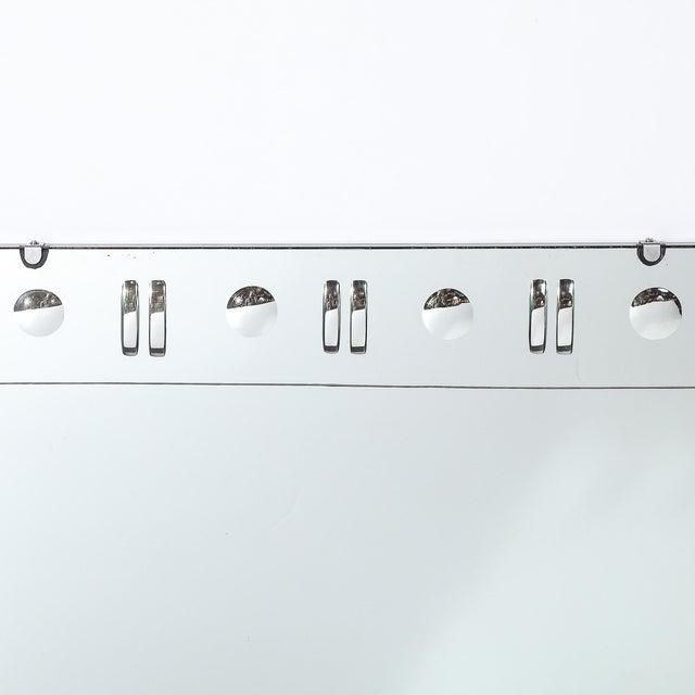 Silver Art Deco Rectangular Mirror With Reversed Etched Geometric Detailing For Sale - Image 8 of 9