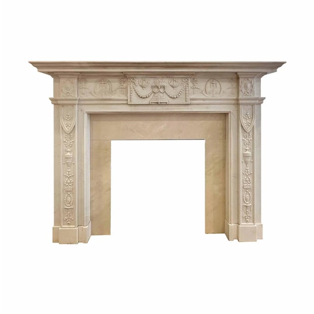 English Marble Mantel - Carved Statuary Marble For Sale - Image 10 of 11