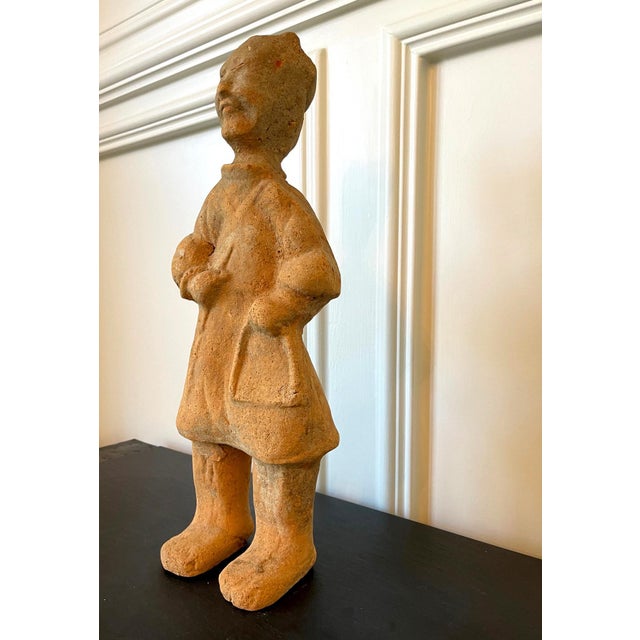 Brown Chinese Terracotta Statue Tomb Figure East Han Dynasty For Sale - Image 8 of 15