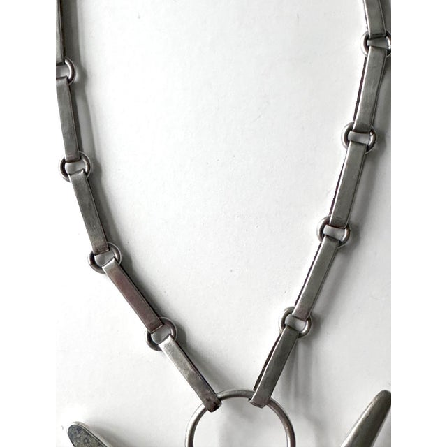 Metal Mexican Modern Silver Necklace with Large Hand Pendent William Spratling For Sale - Image 7 of 10