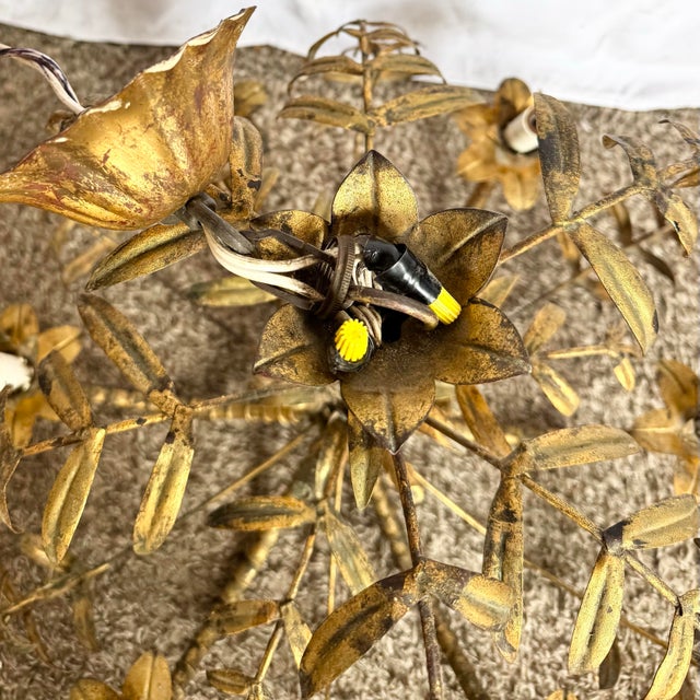 Vintage Hollywood Regency Gilt Faux Bamboo Metal Chandelier For Sale In Miami - Image 6 of 10