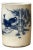 Chinese Distressed White Porcelain Blue Birds Graphic Holder Vase For Sale