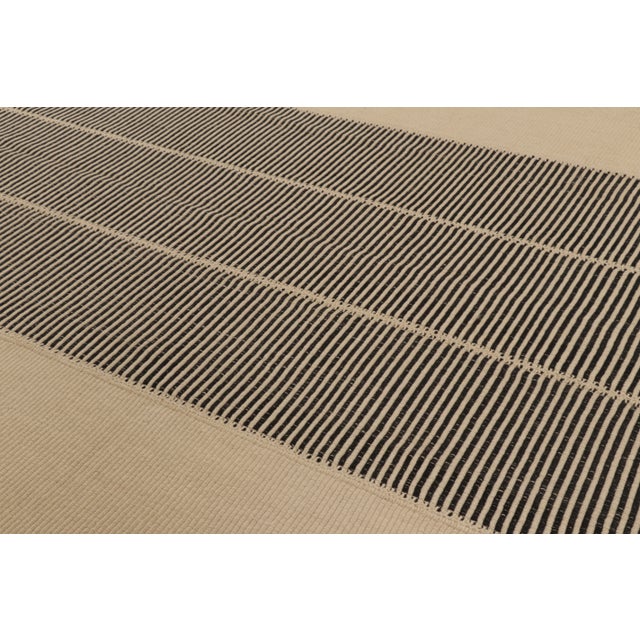 2020s Rug & Kilim's Contemporary Minimalist Rez Kilim With Black & Beige Stripes For Sale - Image 5 of 10