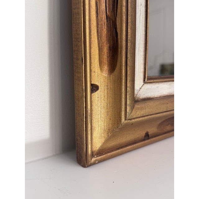 Vintage Mid Century Hollywood Regency Gold and White Wall Mirror. For Sale In Houston - Image 6 of 12