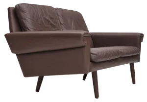 Danish 2-Seater Sofa in Brown Leather, 1970s