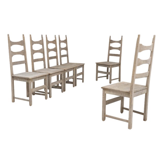 Set Of Six 1900s French Oak Dining Chairs For Sale
