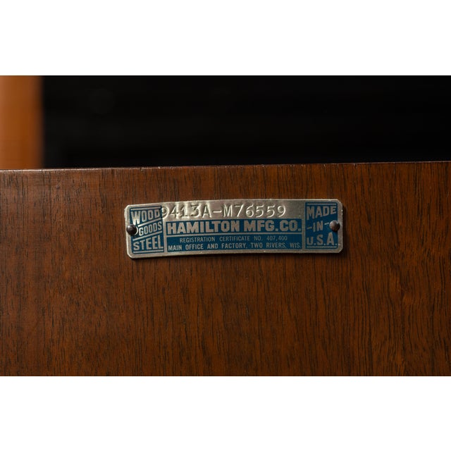 Vintage Streamline Art Deco Walnut Lighted Medical Cabinet by Hamilton For Sale - Image 18 of 18