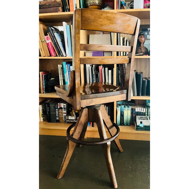 Art Nouveau Vintage Industrial Drafting Stool by Gunlocke For Sale - Image 3 of 10