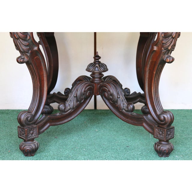 Antique Victorian Burr Walnut Center Table With Marble Top For Sale - Image 10 of 12