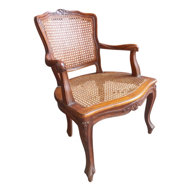 Vintage Baroque Style Armchair in Hand-Woven Vienna Straw, 1950s For Sale