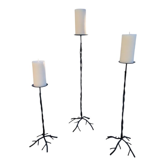 Giocometti Style Tree Branch Floor Pillar Candle Holders-Set of 3 For Sale