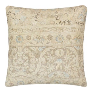 1980s Vintage Distressed Tan Blue Handmade Pillow For Sale