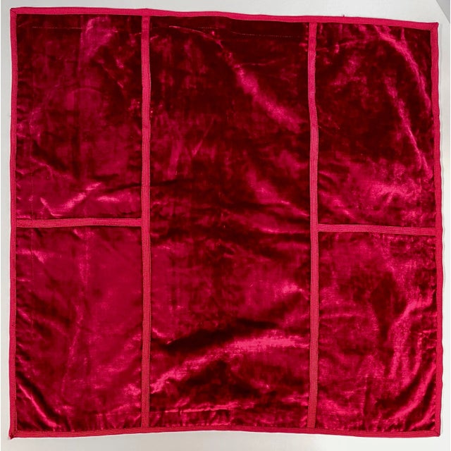 1990s Ralph Lauren Deep Red Crushed Silk Velvet Pillow Cover For Sale - Image 5 of 8