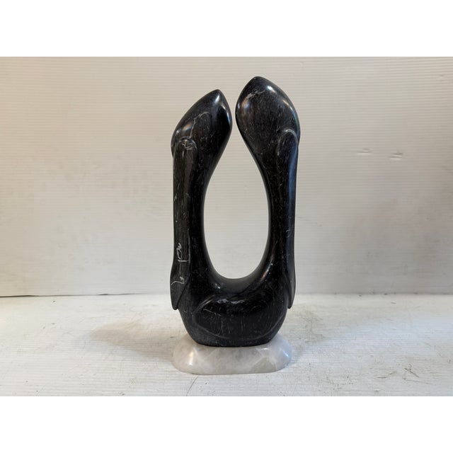 Abstract Vintage Black and White Abstract Marble Sculpture - Signed For Sale - Image 3 of 9