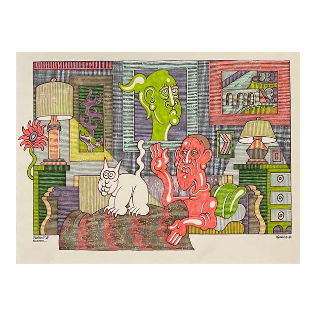 1984 Jerry Kellems Portrait Watercolor of Artist Norman Goodwin For Sale