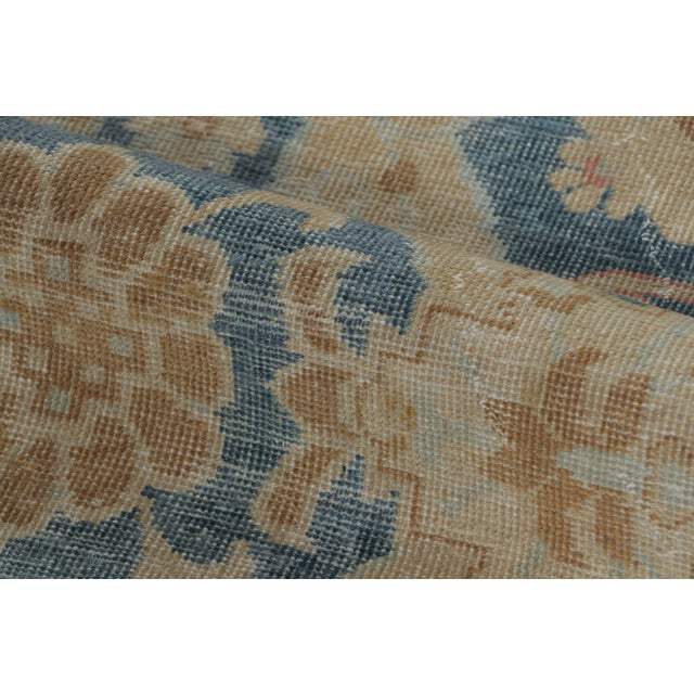 Antique Mahal Runner With Brown and Blue Dense Geometric Pattern - Rug & Kilim For Sale In New York - Image 6 of 7