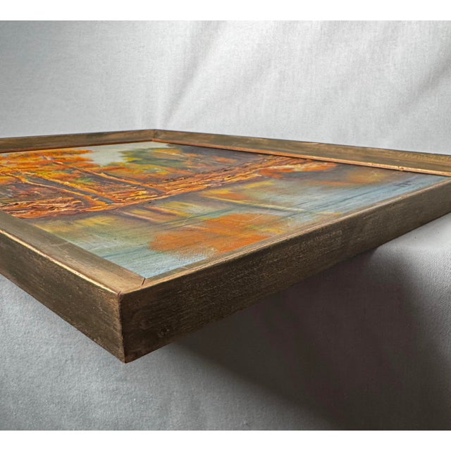 Vintage Mid Century Impressionist Fall Landscape Original Oil Framed Painting For Sale - Image 13 of 14