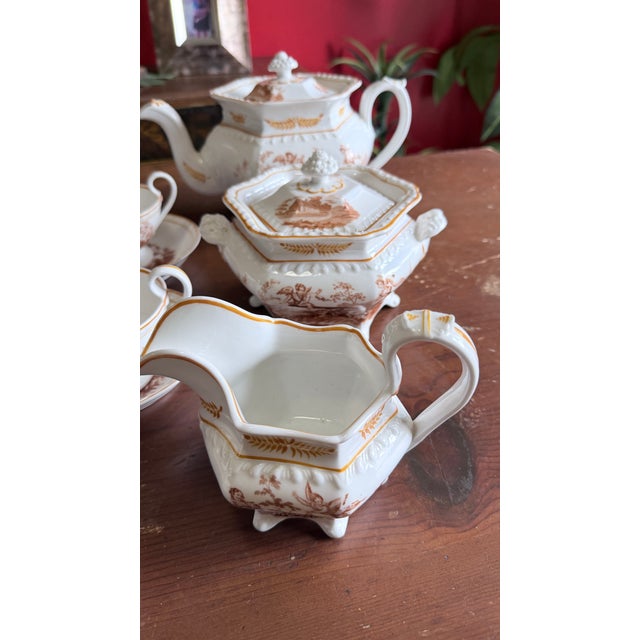 Rare Antique English Bone China Bat Printed Tea Service, by Ridgway, Pattern 1684/2, Circa 1830s - 22 pcs For Sale - Image 15 of 18
