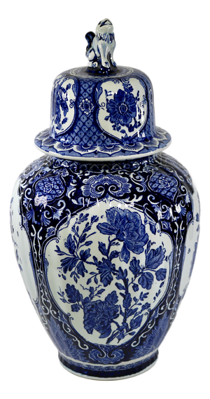 Vintage Large 15" Delft Blue Lidded Baluster Urn Ginger Jar by Boch for Royal Sphinx