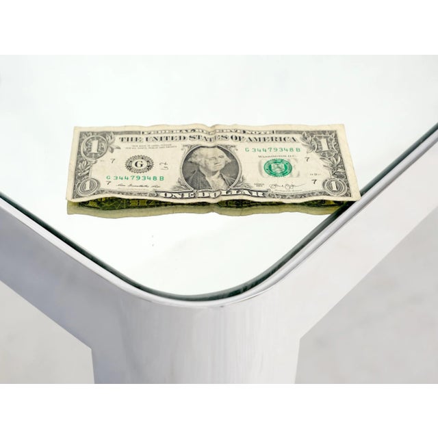 Large & long rounded corners stainless steel chrome rectangle console table. Heavy gage polished to mirror finish...