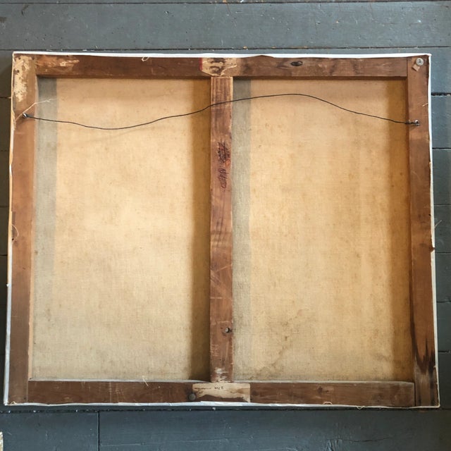 1960s Original Vintage Room With a View Still Life /Landscape Painting 1960’s For Sale - Image 5 of 6