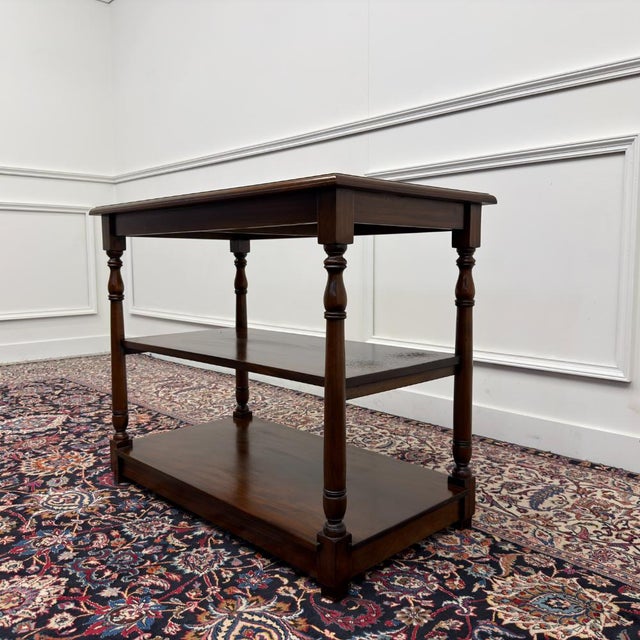 English Side Table with Green Leather Top For Sale - Image 6 of 10